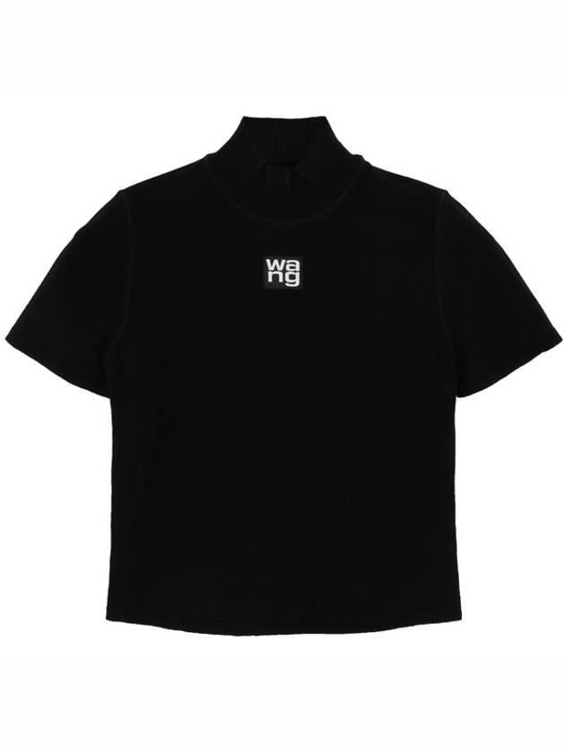 Logo Patch Mock Neck Short Sleeve T-Shirt Black - ALEXANDER WANG - BALAAN.