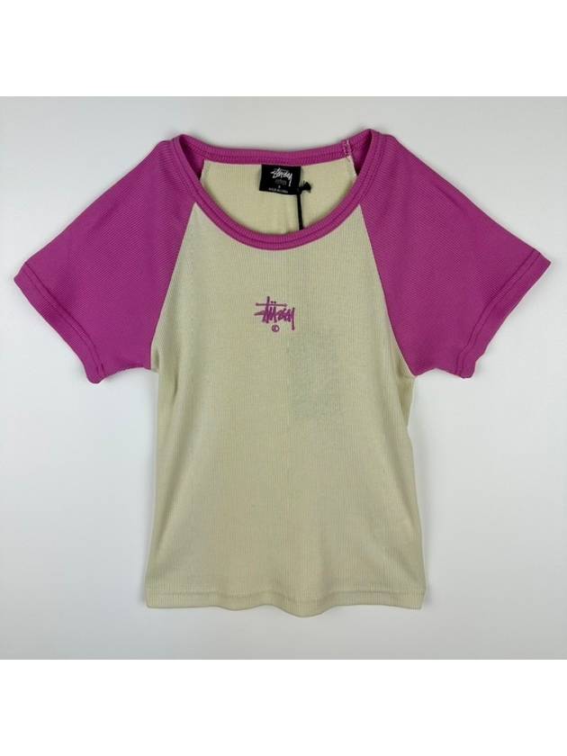 Women's Graffiti Raglan Baby Crop Short Sleeve T-Shirt Bubblegum - STUSSY - BALAAN 2