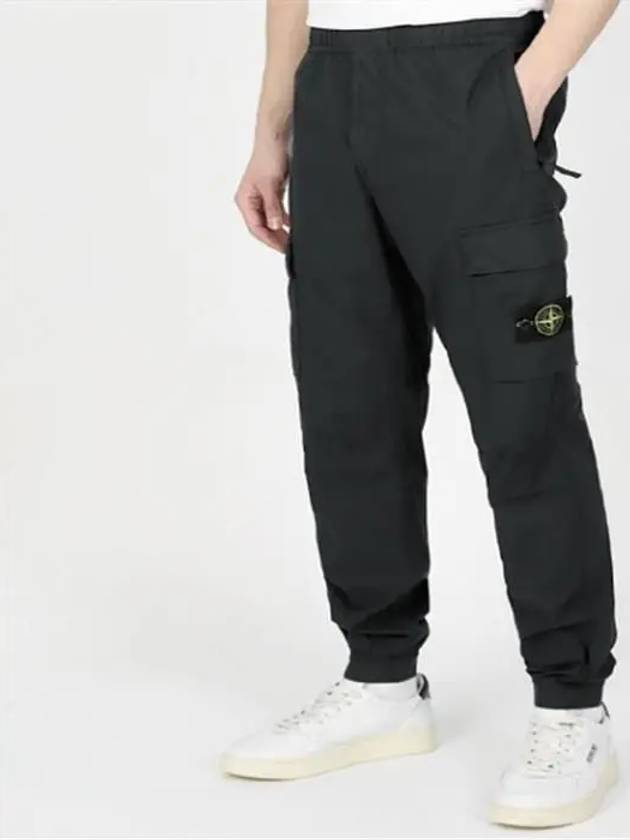 Stretch Cotton Tela Paracadute Cargo Straight Pants Black - STONE ISLAND - BALAAN 3