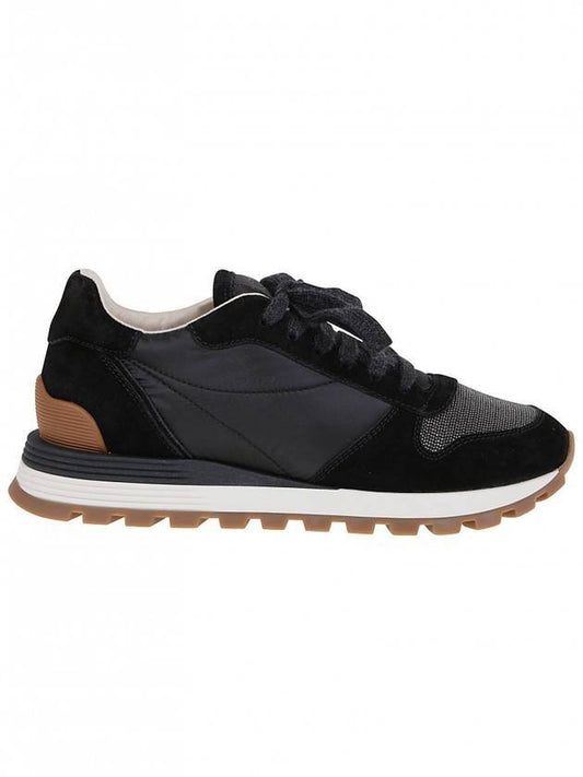 Suede Techno Fabric Runner Low Top Sneakers Black - BRUNELLO CUCINELLI - BALAAN 1