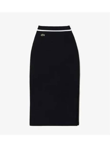 Women s 3D Knit Long Skirt Navy - LACOSTE - BALAAN 1