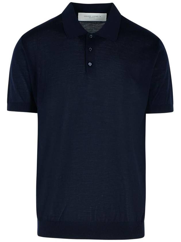 Regular Fit Wool Polo Shirt Navy - GOLDEN GOOSE - BALAAN 2