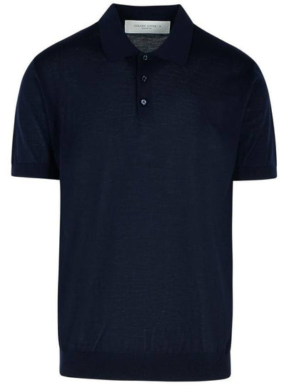 Regular Fit Wool Polo Shirt Navy - GOLDEN GOOSE - BALAAN 2