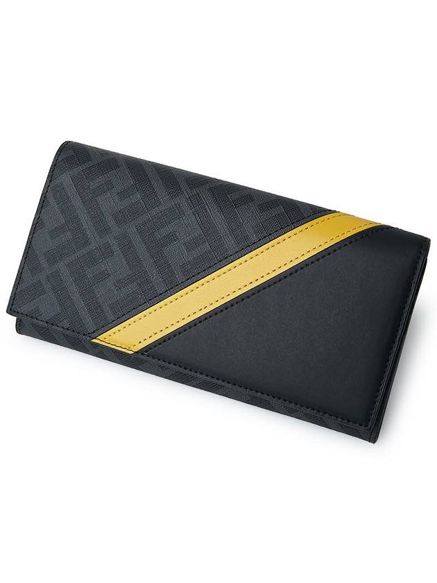 FF logo fabric flap long wallet gray - FENDI - BALAAN 5