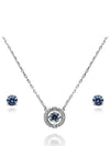 Sparkling Dance Round Earrings Necklace Set Blue Silver - SWAROVSKI - BALAAN 5