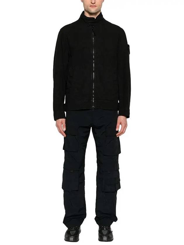 Logo Patch Zip Up Jacket Black - STONE ISLAND - BALAAN 3