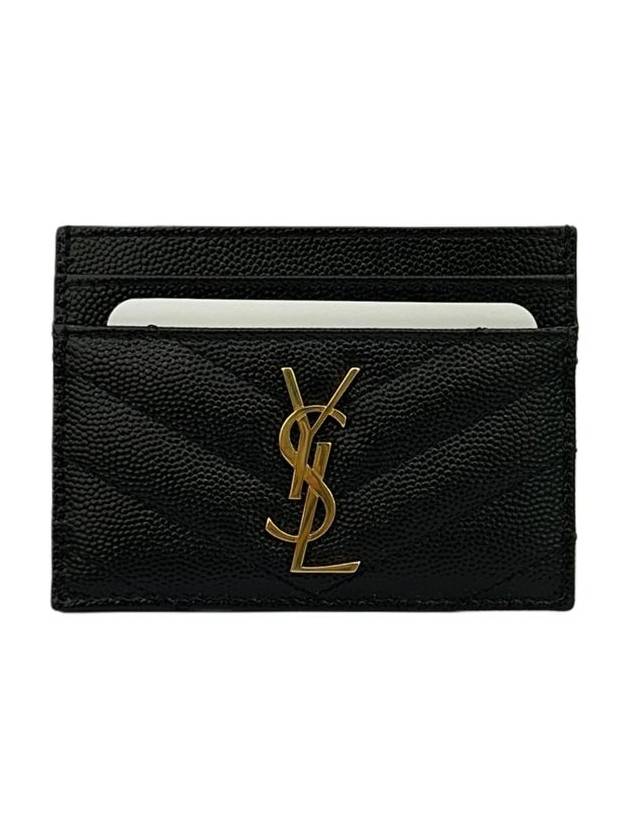 Monogram Chevron Gold Card Wallet 423291 BOW01 - SAINT LAURENT - BALAAN 1