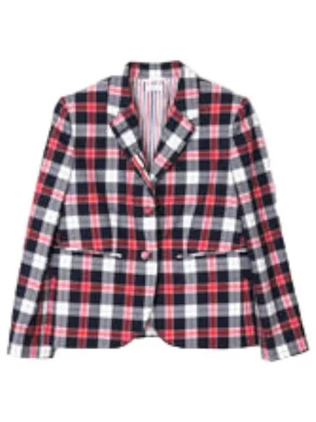 Tartan Twill High Armhole Sports Jacket Women - THOM BROWNE - BALAAN 1