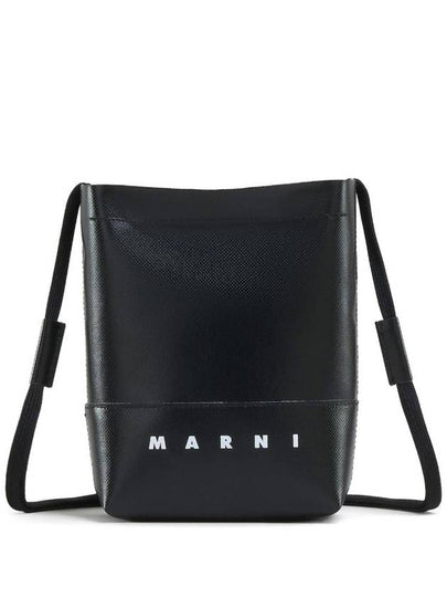 Logo Print Shoelace Strap Cross Bag Black - MARNI - BALAAN 2