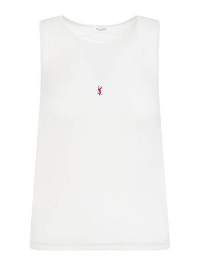 Cassandre Embroidered Logo Wool Sleeveless White - SAINT LAURENT - BALAAN 2