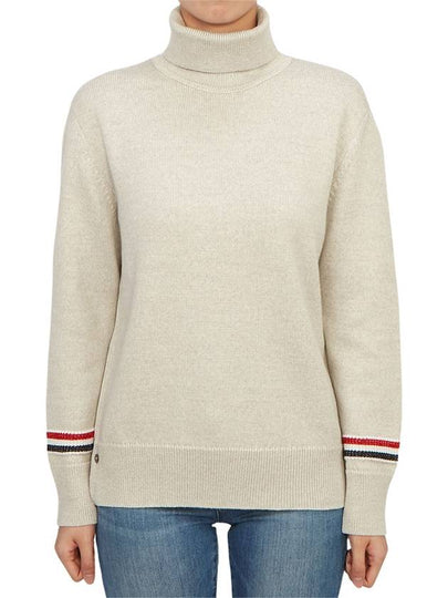 Women's Jersey Stitch Wool Turtleneck Beige - THOM BROWNE - BALAAN 2