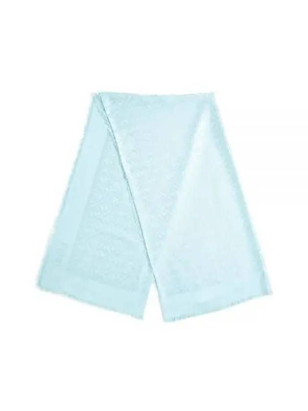 Silk Wool Shawl Scarf Light Blue - FENDI - BALAAN 2