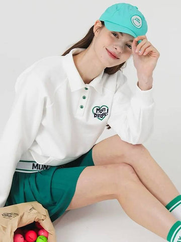 Heart logo point collar neck sweatshirt WHITE - MONBIRDIE GOLF - BALAAN 1