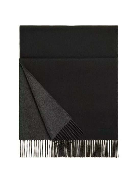 Recto Verso Reversible Cashmere Muffler Black - HERMES - BALAAN 1