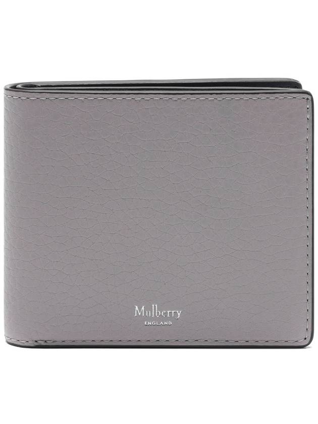 Men's Embossed Logo Calf Leather Half Wallet Grey - MULBERRY - BALAAN 3