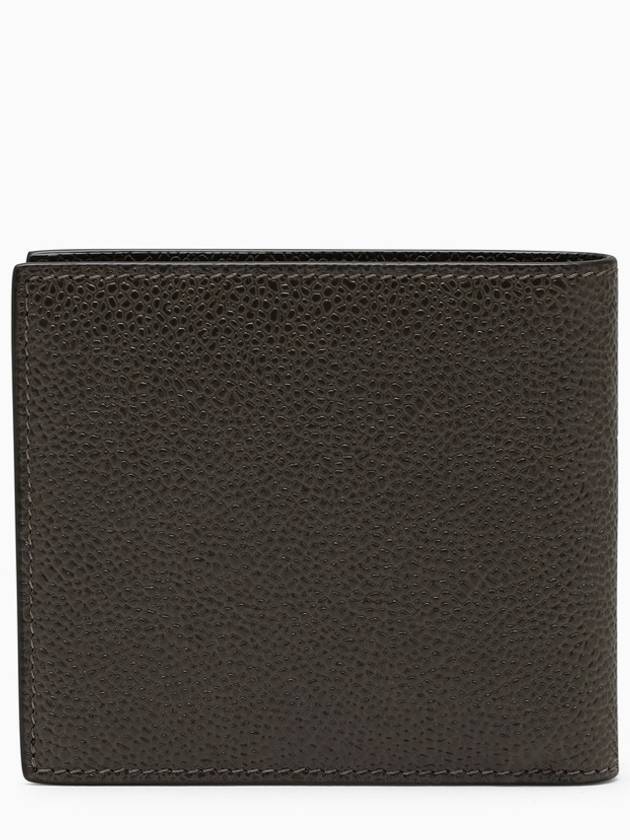 Pebble Grain Leather Half Wallet Dark Brown - THOM BROWNE - BALAAN 2