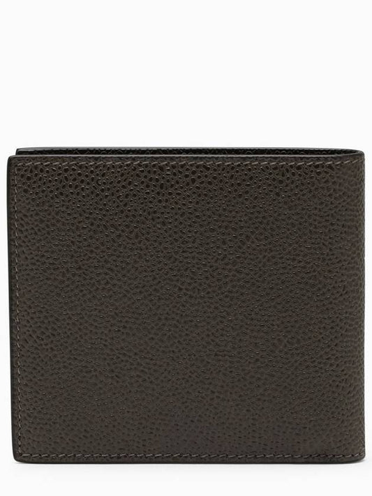 Pebble Grain Leather Half Wallet Dark Brown - THOM BROWNE - BALAAN 2