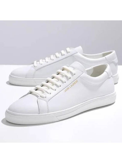 Men's Andy Leather Low Top Sneakers White - SAINT LAURENT - BALAAN 2