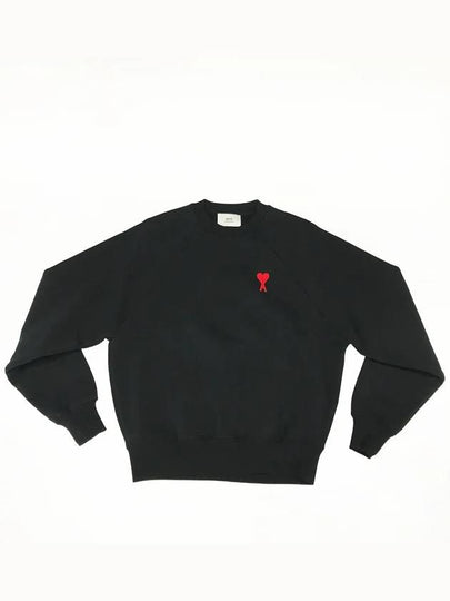 Men's Heart Logo Cotton Sweatshirt Black - AMI - BALAAN 2