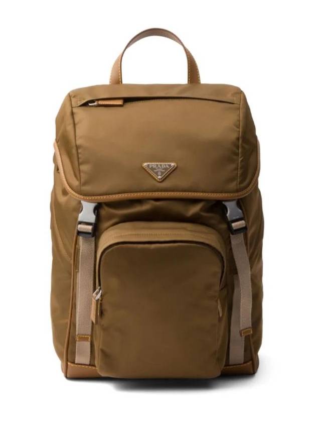 Re-Nylon Leather Backpack Corke Beige - PRADA - BALAAN 1