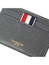 Stripe Note Compartment Pebble Grain Leather Card Wallet Grey - THOM BROWNE - BALAAN 5