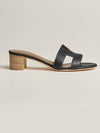 Oasis Calfskin Slipper Heels Noir Piqures Ecrues - HERMES - BALAAN 4