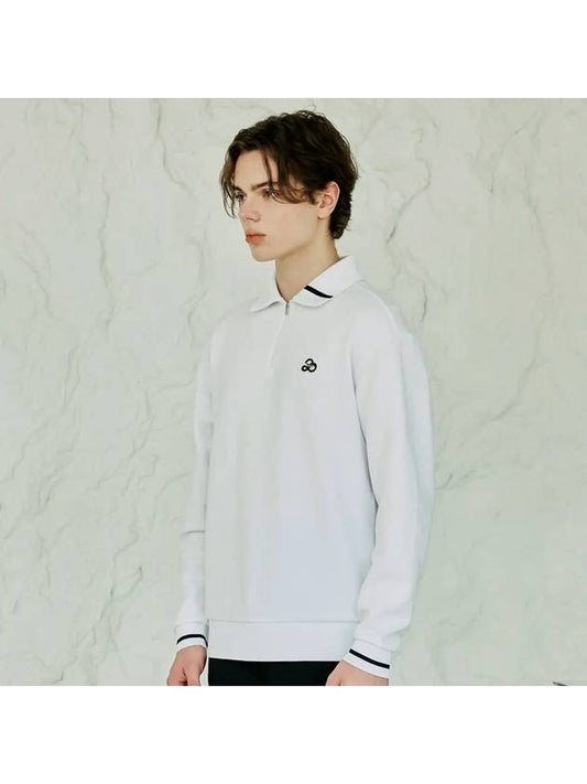 YOKO Collar Neck Two Way Half Zip Up Long Sleeve Sweatshirt WHITE - 20THHOLE - BALAAN 2