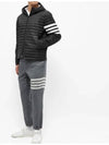 Matte Nylon 4-Bar Stripe Downfill Quilted Hoodie Padding Black - THOM BROWNE - BALAAN 6