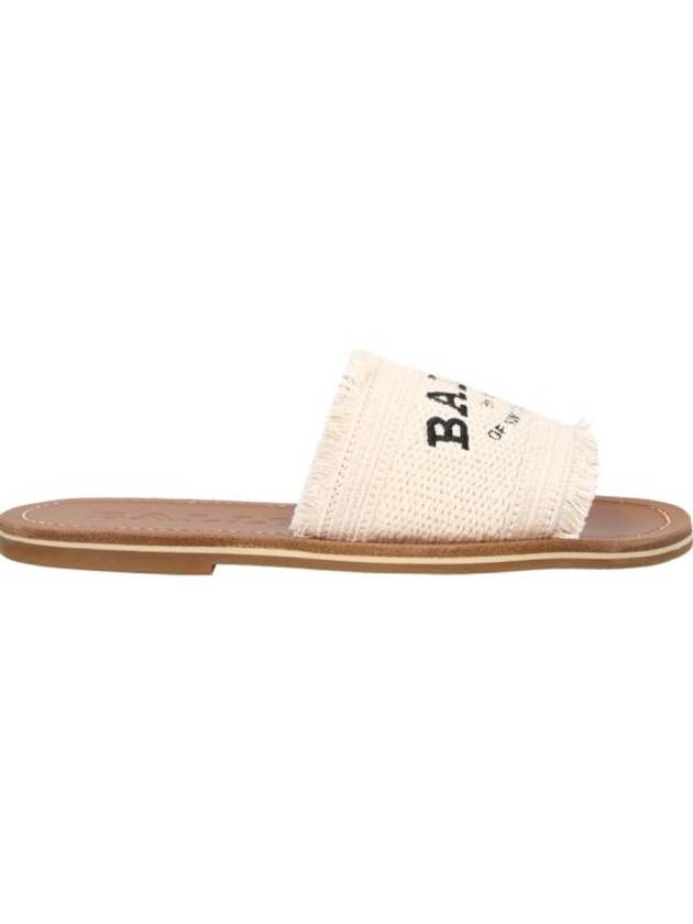 Embroidered Logo Bianca Flat Fabric Slippers Beige - BALLY - BALAAN 1