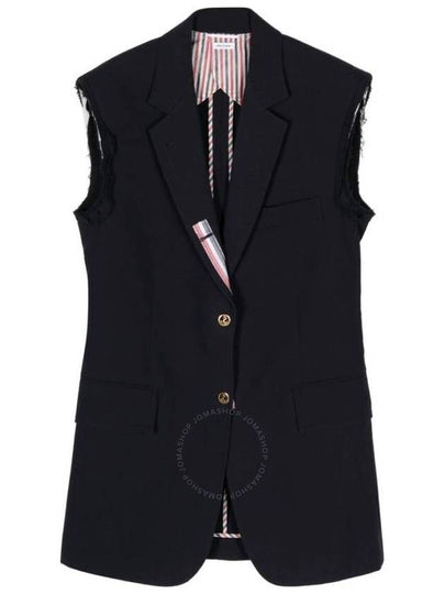 Super Oversized Cassic Sports Long Vest Navy - THOM BROWNE - BALAAN 2