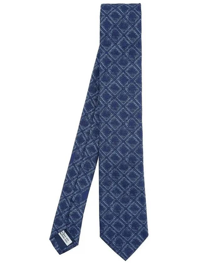 Jacquard Check Print Tie Blue - SALVATORE FERRAGAMO - BALAAN 4