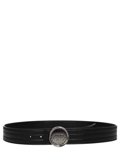 CD Circle Buckle Leather Belt Black - DIOR - BALAAN 2