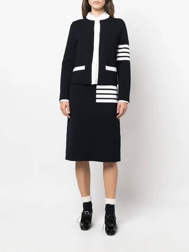 Double Face Merino 4 Bar A Line Skirt Navy - THOM BROWNE - BALAAN 3