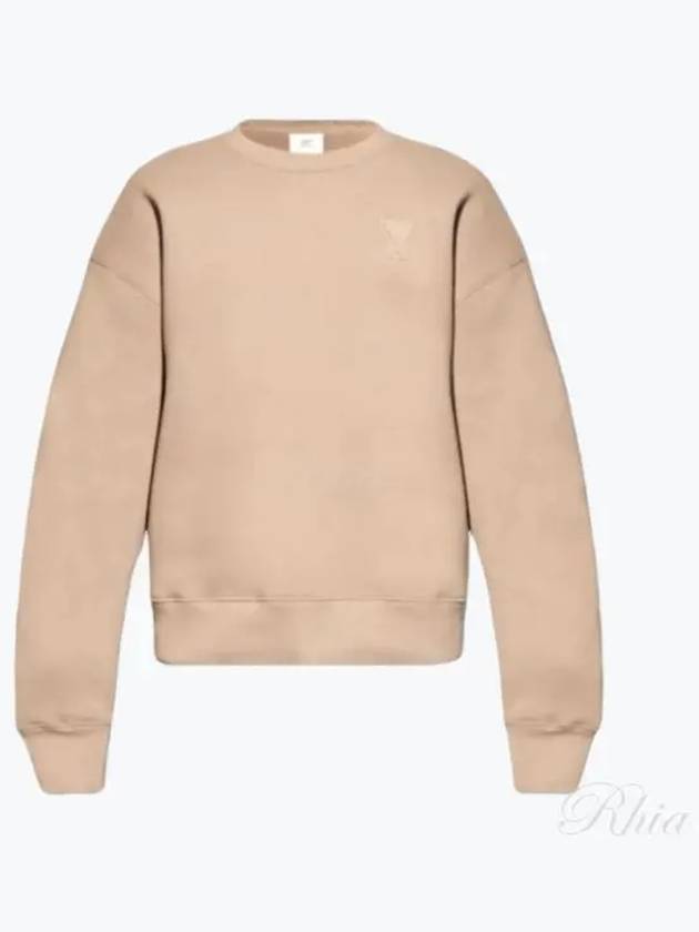 De Coeur Embossed Logo Crewneck Sweatshirt Marron Tan - AMI - BALAAN 2