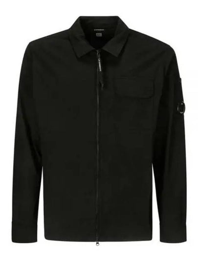 Oversized Organic Gabardine Long Sleeve Shirt Black - CP COMPANY - BALAAN 2