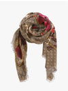 GG Flower Square Shawl Wool Muffler Red - GUCCI - BALAAN 4