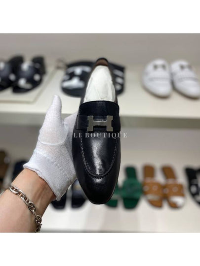 H Paris Women s Loafers Black Silver H201199Z - HERMES - BALAAN 2