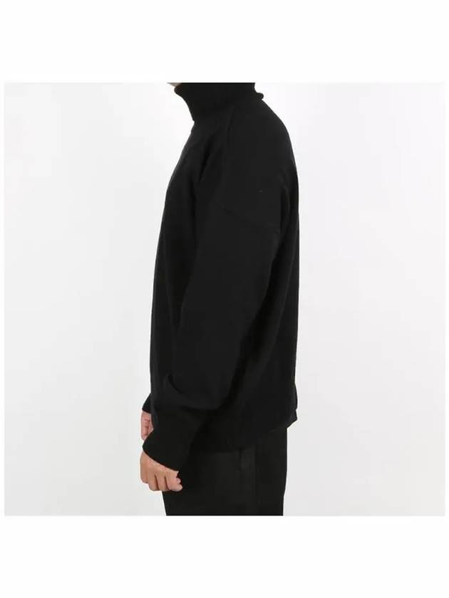 Oversized Fit Cashmere Wool Turtleneck Black - AMI - BALAAN 4