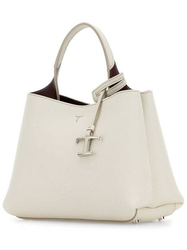 Logo Charm Leather Micro Tote Bag White - TOD'S - BALAAN 3