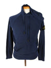 Men's Wappen Patch Cotton Zip Up Hoodie Navy - STONE ISLAND - BALAAN 3