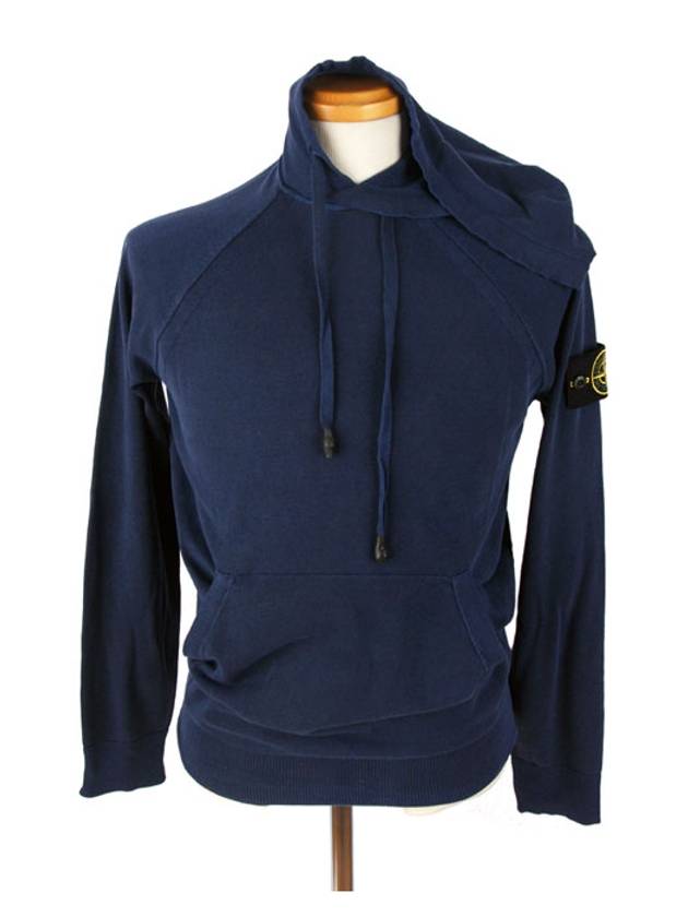 Men's Wappen Patch Cotton Zip Up Hoodie Navy - STONE ISLAND - BALAAN 2