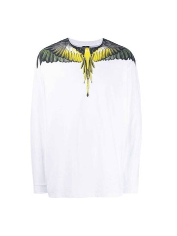 Yellow Wing Printing Long Sleeve T-Shirt White - MARCELO BURLON - BALAAN 1