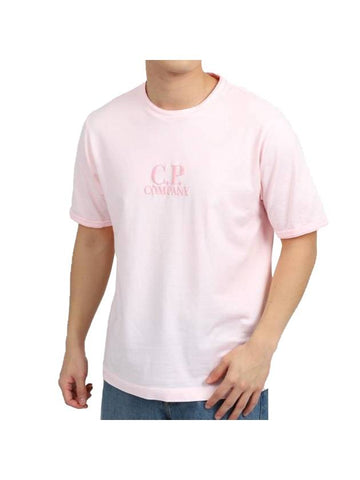 Tacting Piquet Logo Short Sleeve T-Shirt Pink - CP COMPANY - BALAAN 1