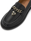 Ninna Chain Detail Leather Loafers Black - CHLOE - BALAAN.