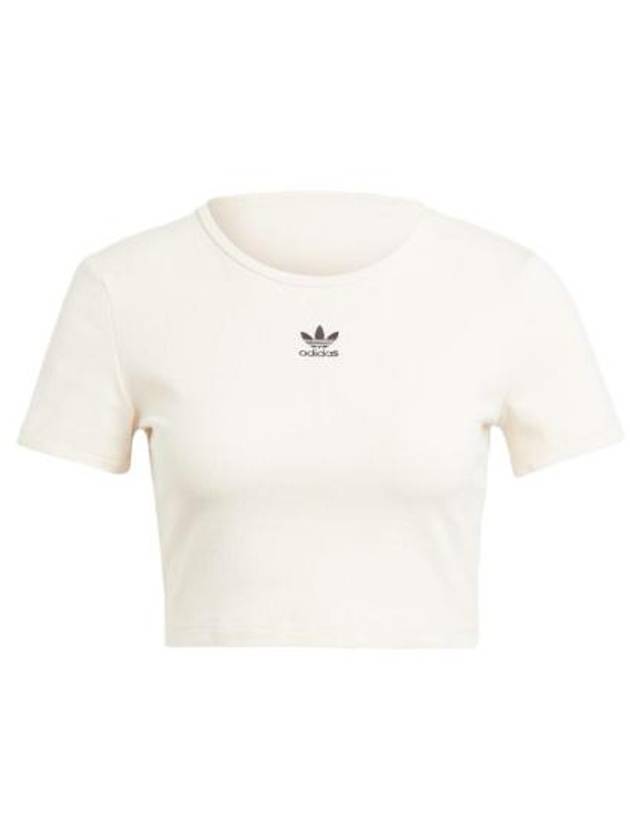 Trefoil Essentials Rib Crop Short Sleeve T Shirt White - ADIDAS - BALAAN 2