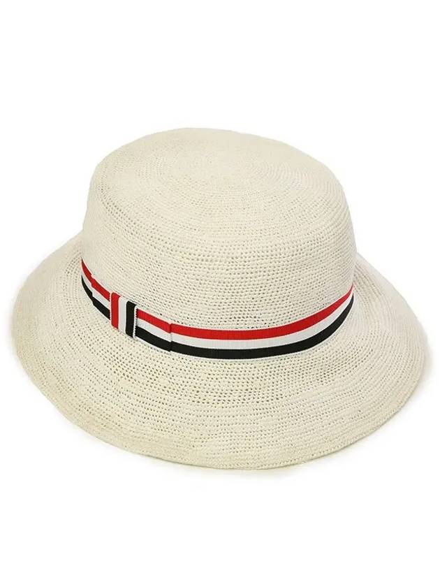 Three Stripes Straw Bucket Hat White FHC352A - THOM BROWNE - BALAAN 5