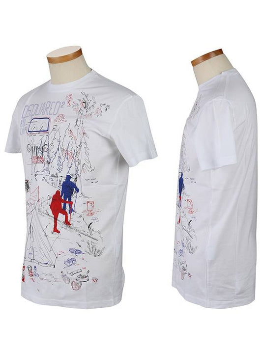 Men's Bad Camp Print Short Sleeve T-Shirt White - DSQUARED2 - BALAAN 2