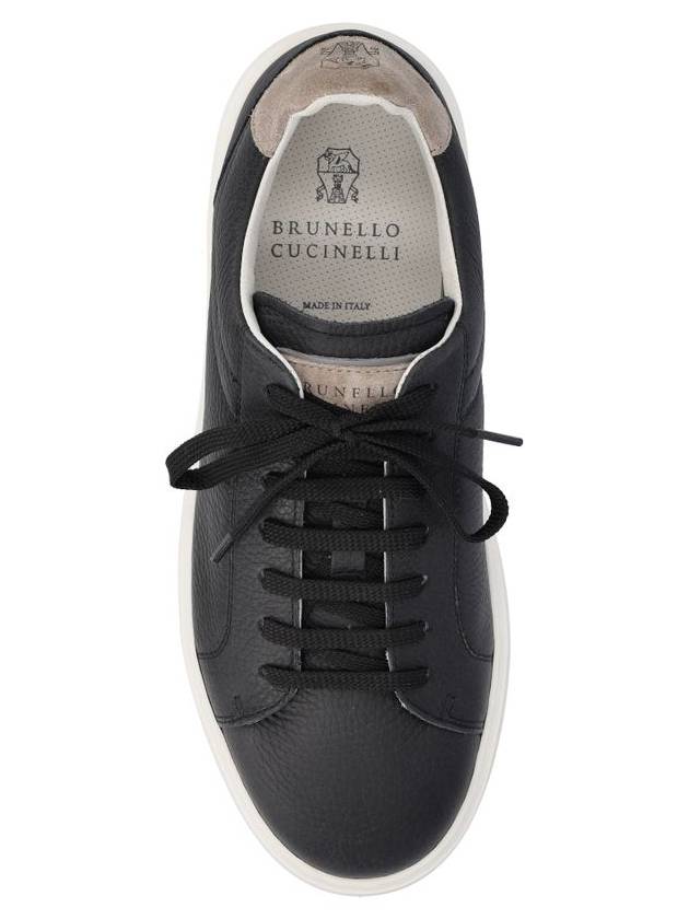 Logo Leather Low Top Sneakers Black - BRUNELLO CUCINELLI - BALAAN 5