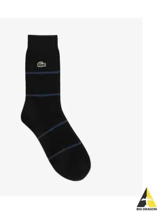 Men s Striped Middle Socks Black - LACOSTE - BALAAN 1