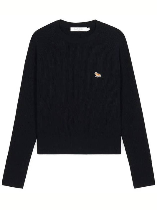 Baby Fox Patch Loose Pullover Knit Top Navy - MAISON KITSUNE - BALAAN 2